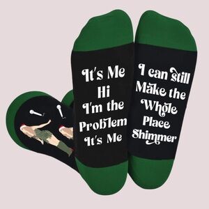 NWT Swiftie Black & Green “Bejeweled” Novelty Socks -‎ OS